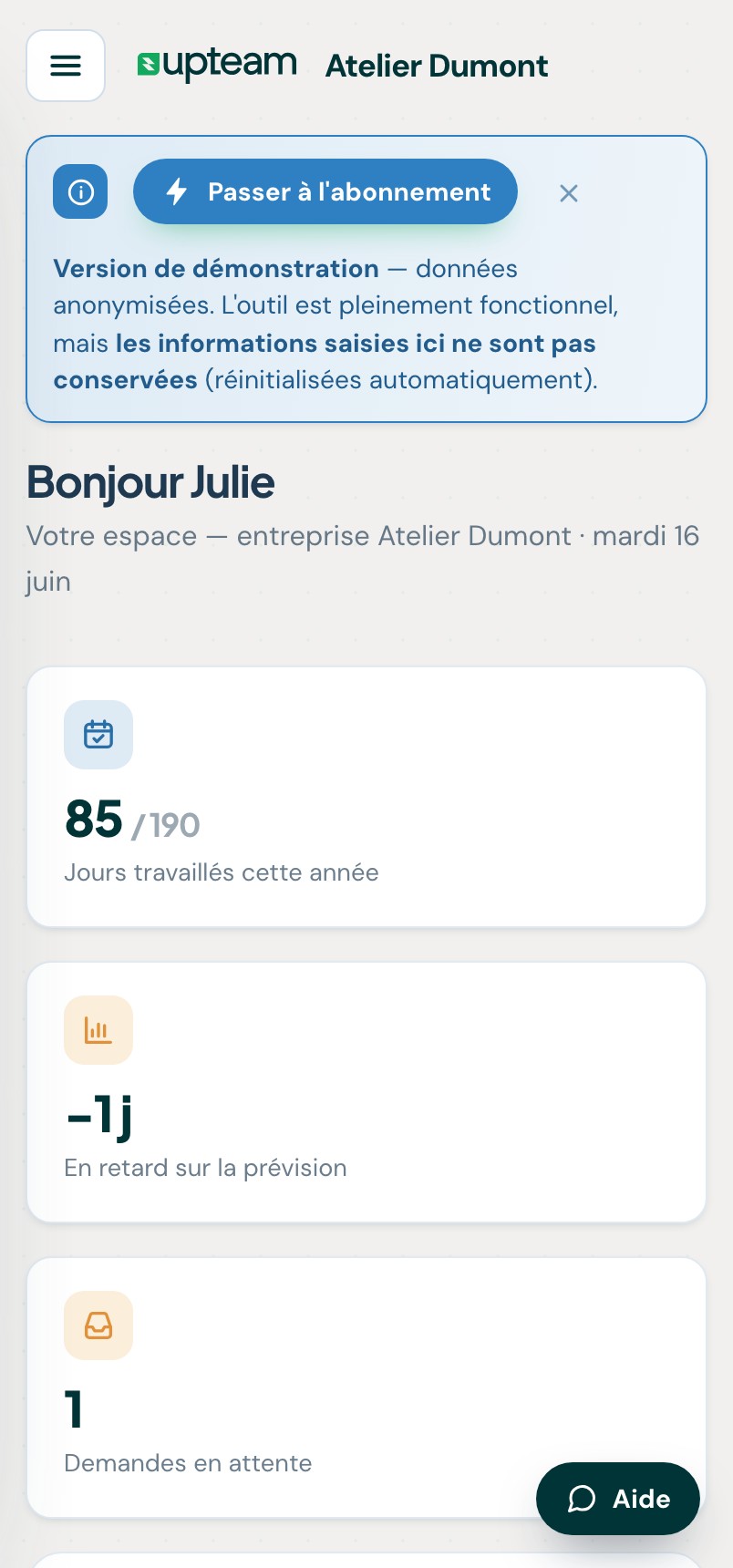 Espace collaborateur sur mobile
